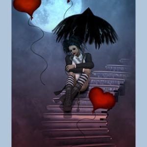 Melancholijna Dziewczyna z Balonami w Kształcie Serca