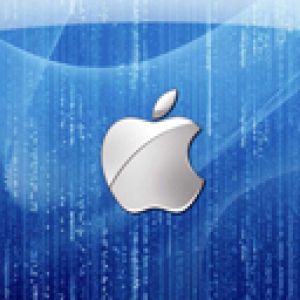 Logo Apple na Niebieskim Tle