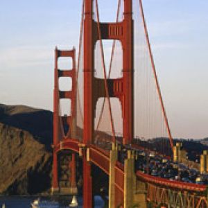 Most Golden Gate o Zachodzie Słońca