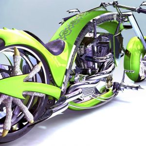 Futurystyczny Zielony Motocykl