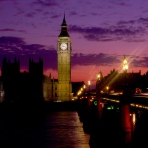 Big Ben o Zachodzie Słońca