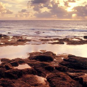 Spokojny Zachód Słońca nad Oceanem