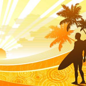 Surfer przy Zachodzie Słońca
