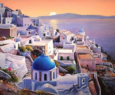Zachód słońca w Santorini