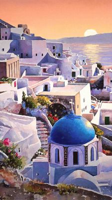 Zachód słońca w Santorini