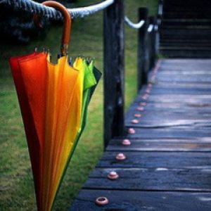 Kolorowy Parasol na Ścieżce