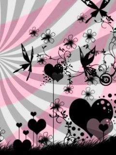 Wzory serc i kwiatowy design - wallpaper preview