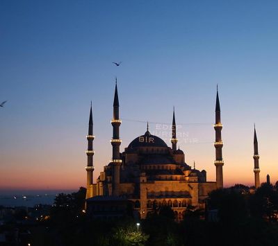 Mezquita Sultan Ahmed o Zachodzie Słońca