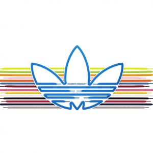 Logo Adidas z kolorowymi paskami