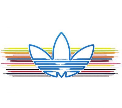 Logo Adidas z kolorowymi paskami