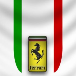 Logo Ferrari na fladze włoskiej