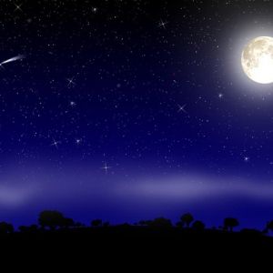 Gwiaździsta Nocna Niebo z Księżycem