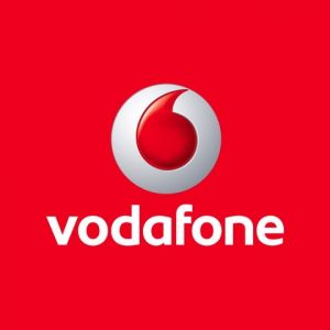 Logo Vodafone na czerwonym tle