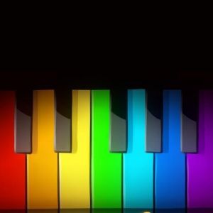 Kolorowe Klawisze Fortepianowe i Nuty Muzyczne