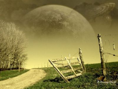 Sny krajobraz z planetą