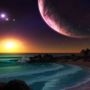 Zachwycający Zachód Słońca z Planetą