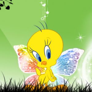 Ptak Tweety z motylami