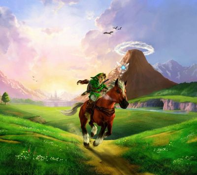 Link Jeżdżący na Eponie w Hyrule