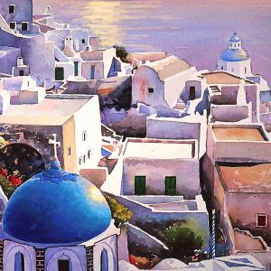 Zachód słońca w Santorini