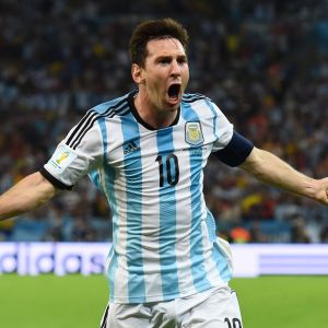 Lionel Messi Świętujący Gol